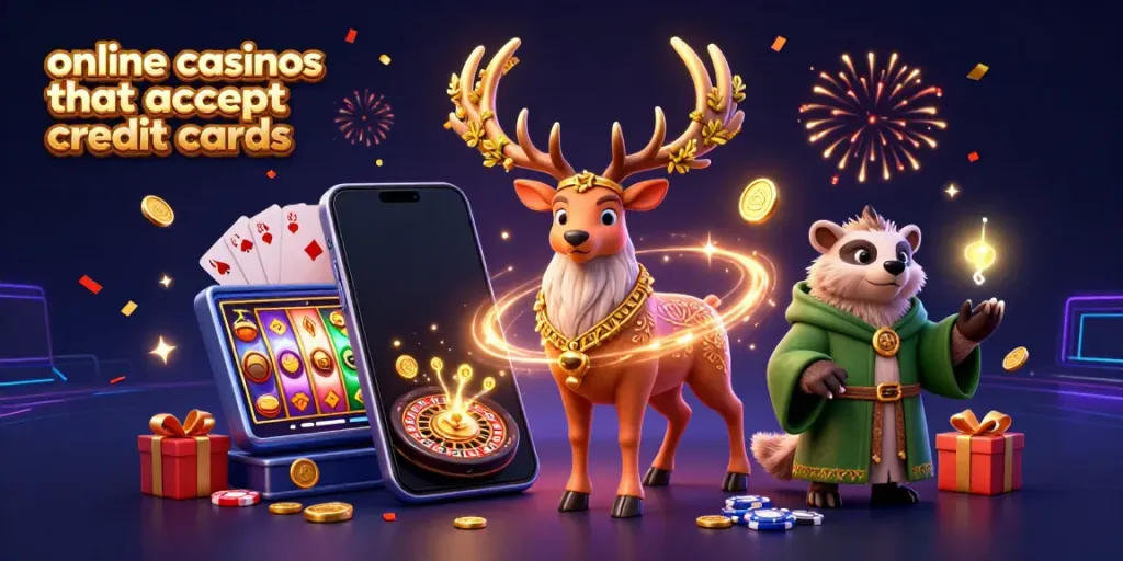 Experience the thrill of online casinos that accept credit cards with engaging slot games and festive characters.