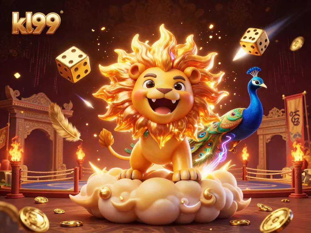kl99's exhilarating gaming experience, featuring dynamic characters and vibrant visuals in an epic casino scene.