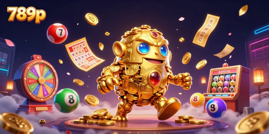 Engage with thrilling games at 789p, featuring colorful lottery balls and a dynamic casino environment.