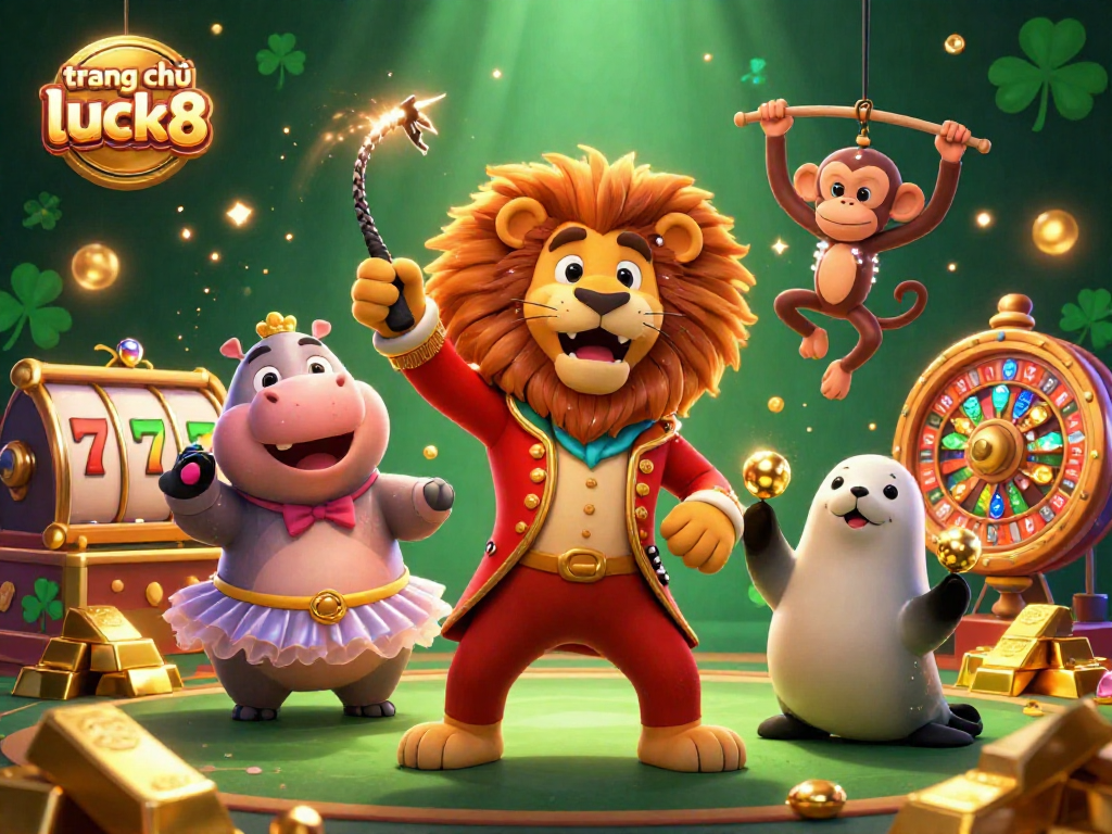 Experience the fun at trang chủ luck8 with vibrant characters and treasures in this casino adventure illustration.
