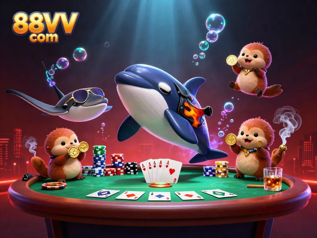 Engage with 88VV com's thrilling casino scene featuring vibrant characters and dynamic game elements.