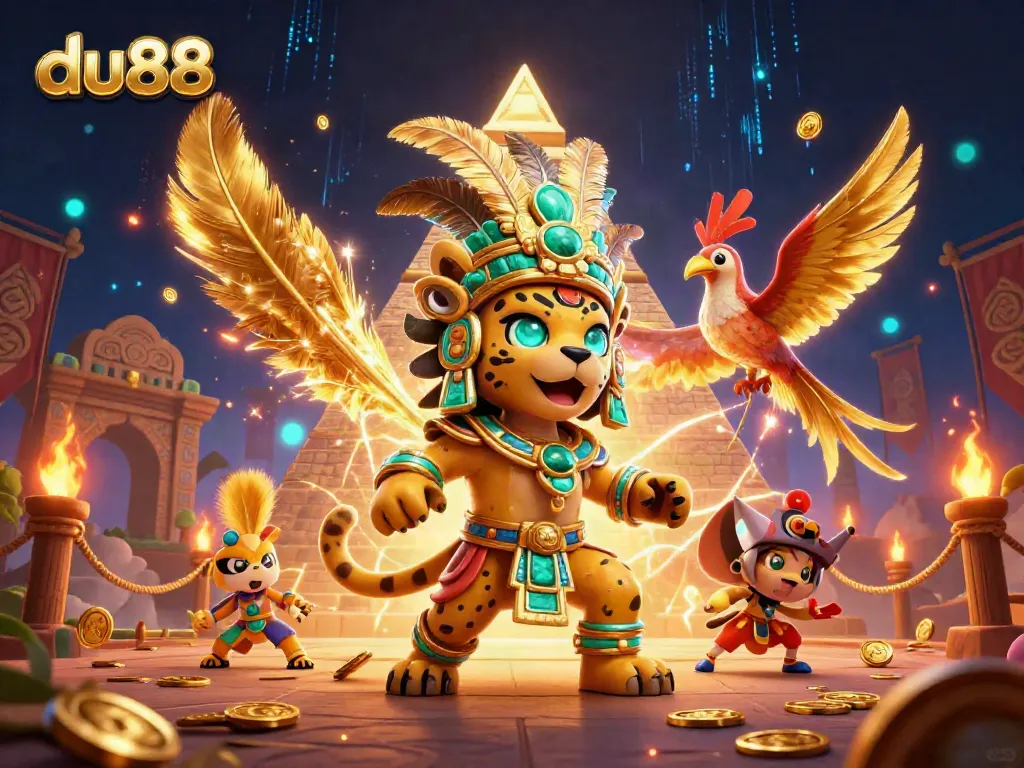Experience thrilling gaming with du88 featuring the Mayan priest and quetzal bird in a rich casino world.