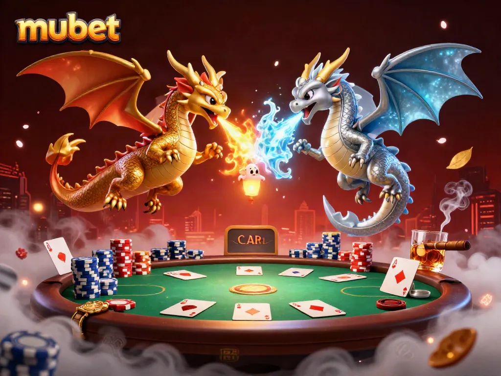Experience thrilling gameplay with mubet, featuring dragons and poker elements in a vibrant casino scene.