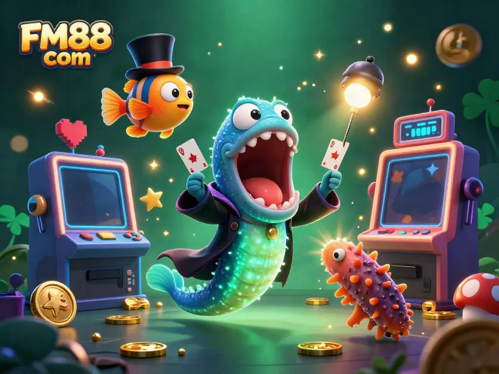 Experience thrilling magic in FM88 com's animated world of casino gaming with unique characters and vibrant visuals.