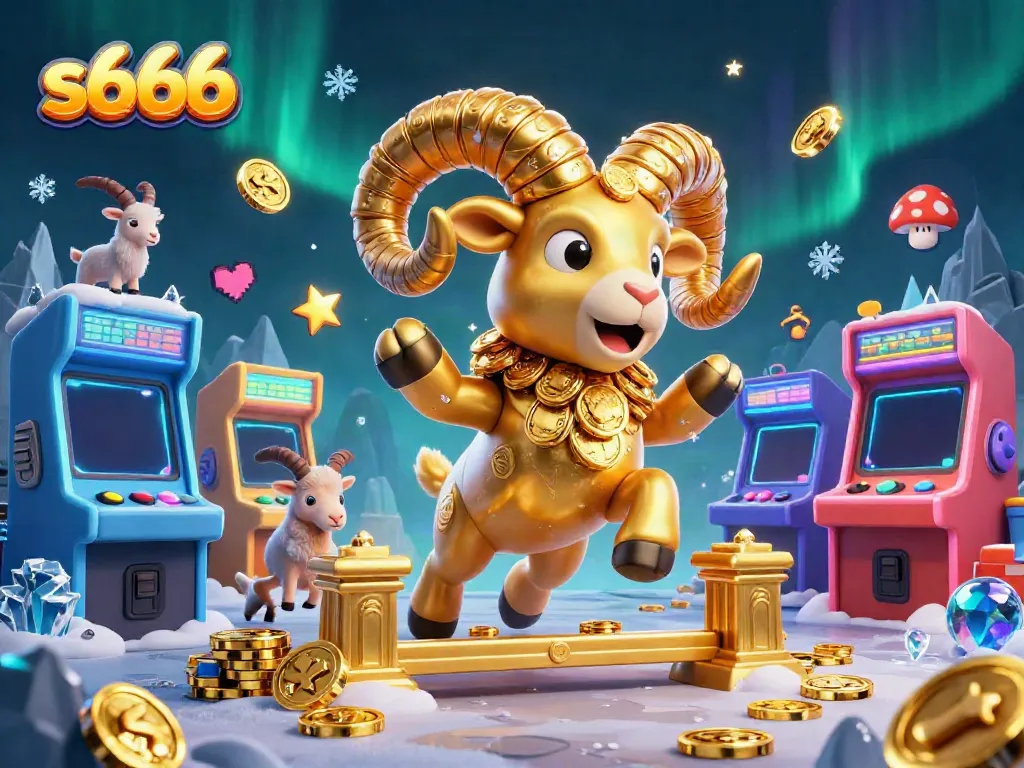 Engage with the exciting world of s666 casino gaming through stunning visuals of a golden ram and dynamic game elements.