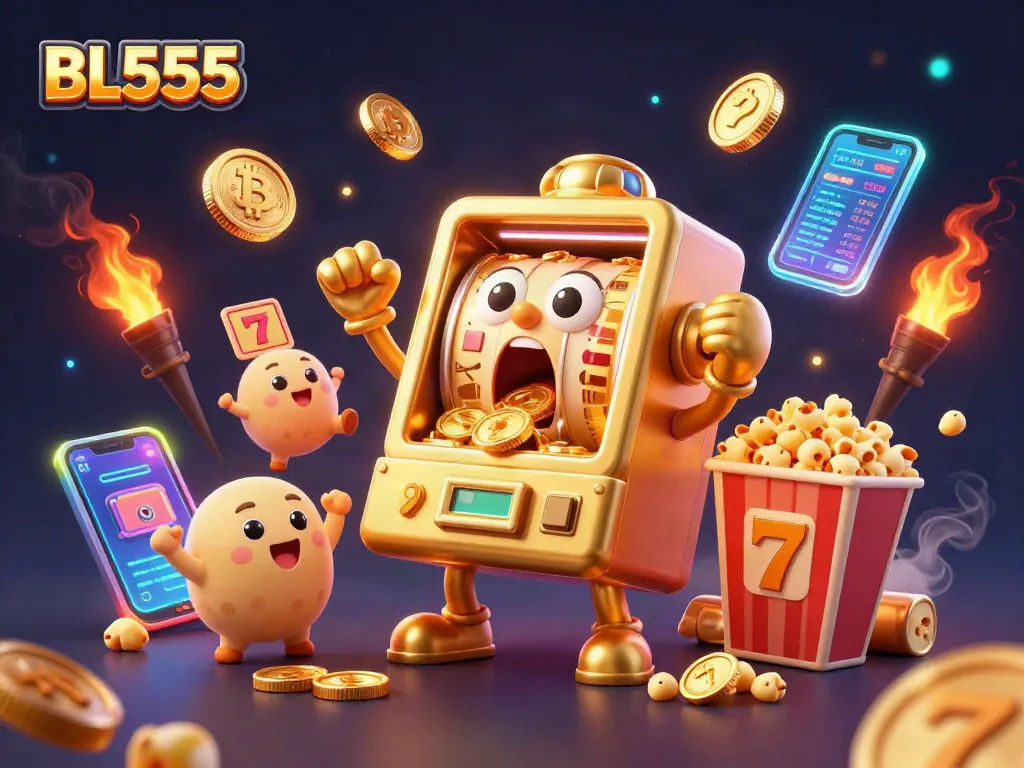 Experience the thrill of winning at BL555 with a dynamic jackpot celebration scene.