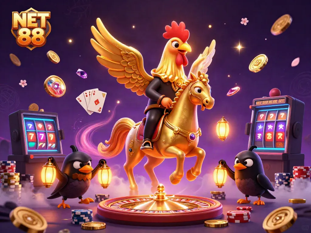 Experience major wins with NET 88 while sailing through a vibrant casino scene filled with golden treasures.