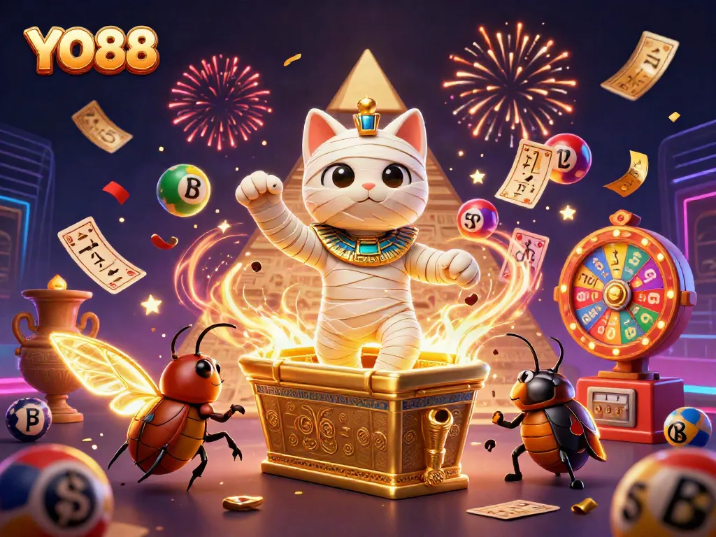 Experience thrilling gameplay at YO88 with captivating Egyptian themed characters and vibrant gaming elements.